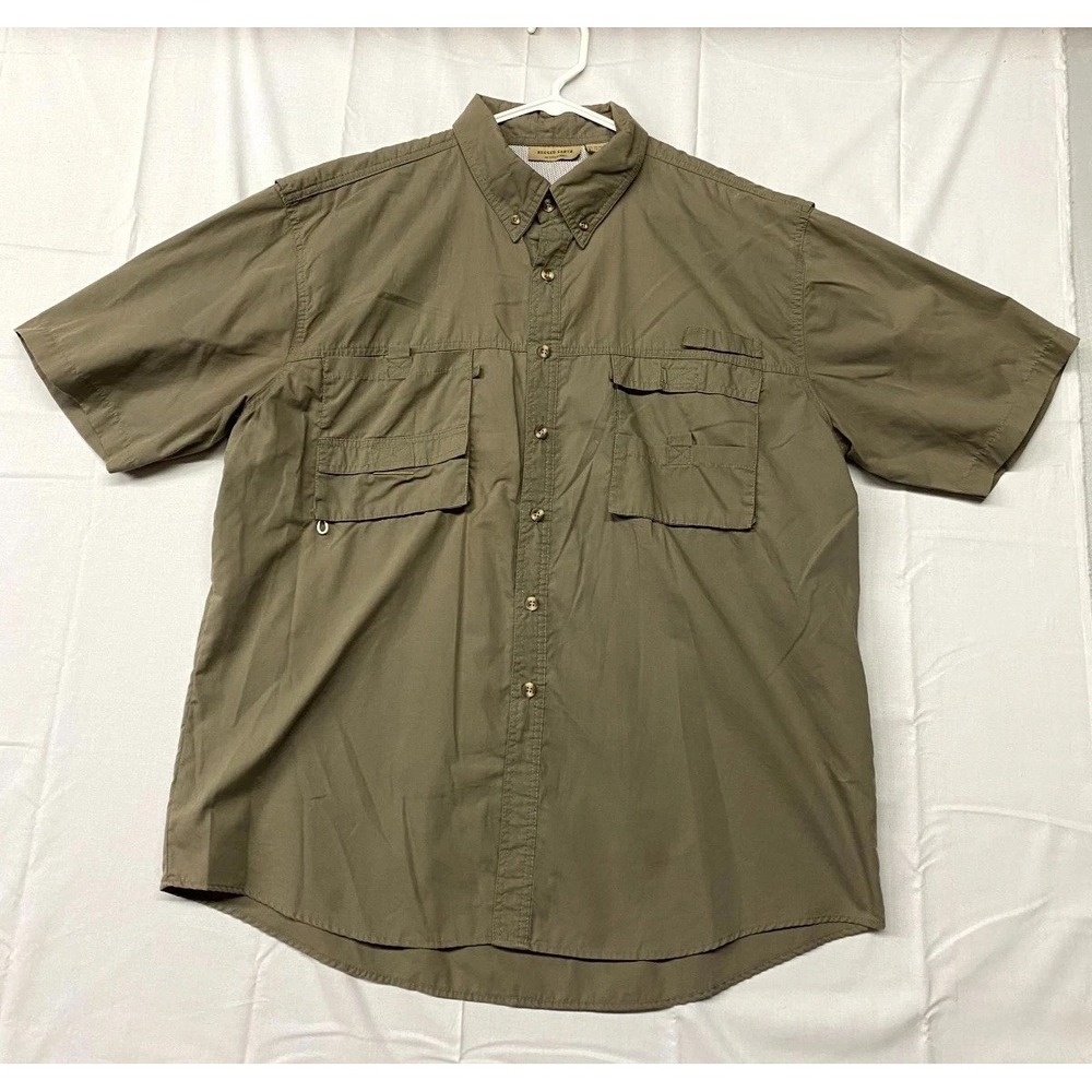 Rugged Earth Outfitters Vented Fishing Shirt Mens XL Olive Green Button Up